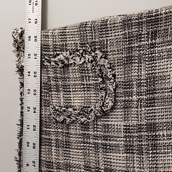 Zara 8 Textured Raw Fringe Edged Trouser Pants Boot Cut Glen Plaid Black Cream - Picture 6 of 10